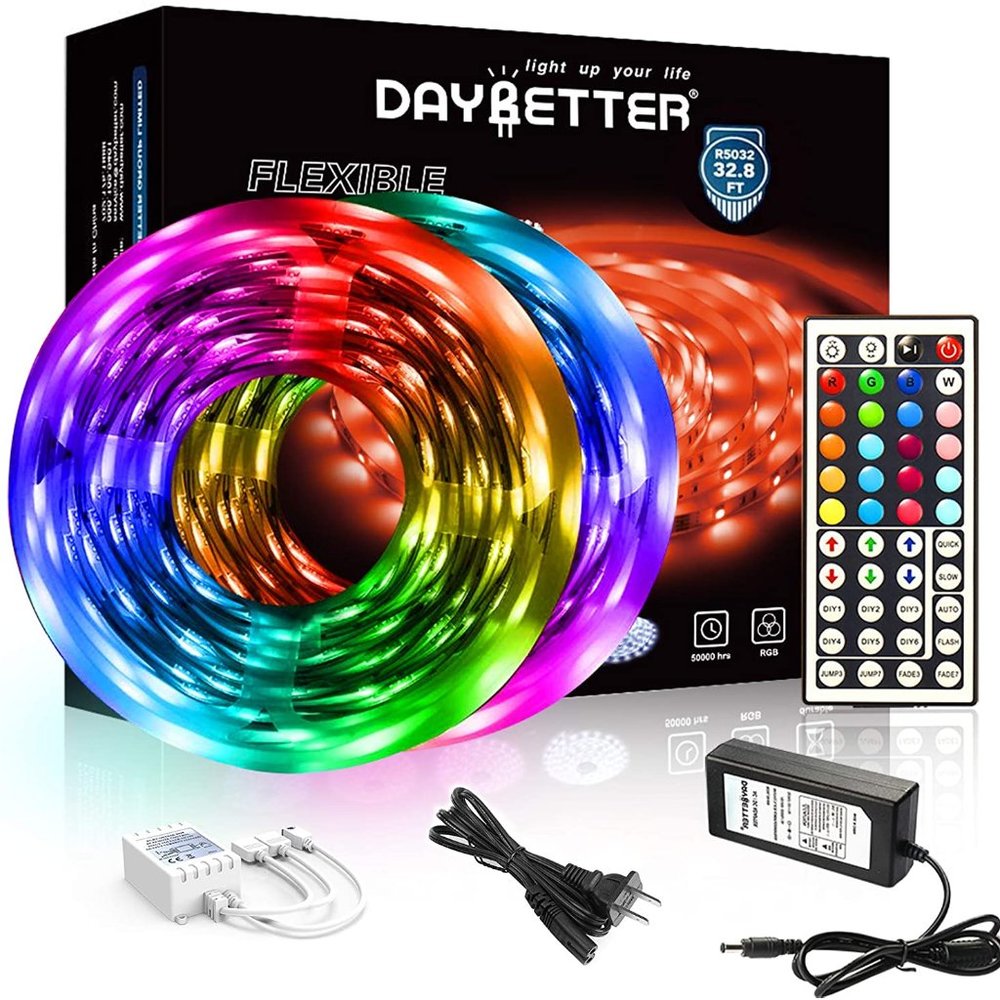 DAYBETTER Led Strip Lights 32.8ft 5050 RGB LEDs